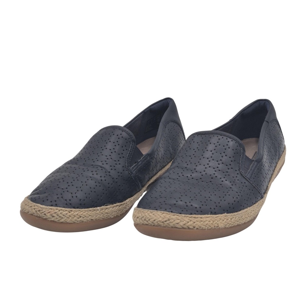 Clarks Collection Shoes Womens Size 8.5 Navy Perforated Espadrille Slip On‎ Flat